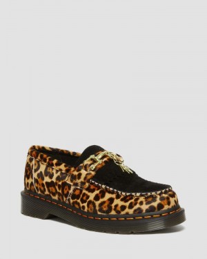 Dr Doc Martens Adrian Hair-On Leopard Print Snaffle Loafers (Hair On+Desert Oasis Gamuza) Leopardo Negros | WL01-V5CV