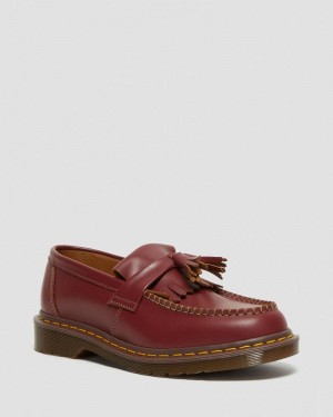 Dr Doc Martens Adrian Made in England Quilon Cuero Tassel Loafers (Quilon) Rojos | LX75-C5AH