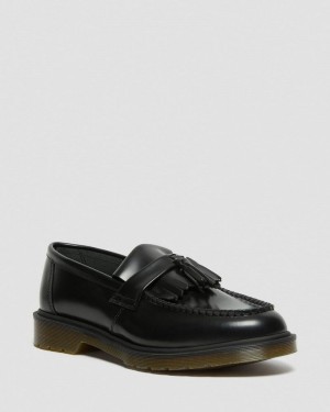 Dr Doc Martens Adrian Smooth Cuero Tassel Loafers (Polished Smooth) Negros | FV38-X8SL