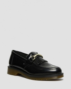 Dr Doc Martens Adrian Snaffle Smooth Cuero Kiltie Loafers (Polished Smooth) Negros | XS08-Y3QO