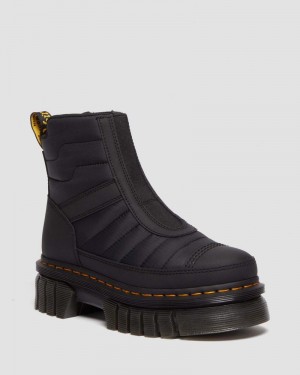 Dr Doc Martens Audrick Acolchado Plataforma Chelsea Boots (Rubberised Cuero+Warm Acolchado) Negros | NH69-H6FZ