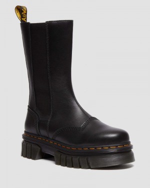 Dr Doc Martens Audrick Altos Nappa Cuero Plataforma Chelsea Boots (Nappa Lux) Negros | PW75-T3CG