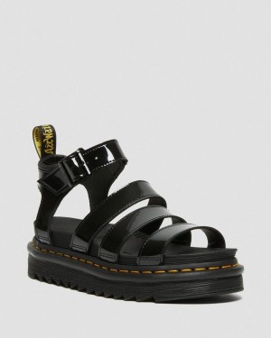 Dr Doc Martens Blaire Charol Cuero Correa Sandals (Charol Cuero) Negros | NX83-H7IG