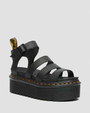 Dr Doc Martens Blaire Hydro Cuero Plataforma Correa Sandals (Hydro Cuero) Negros | BB69-I2CB