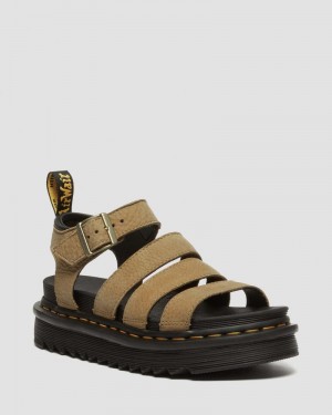 Dr Doc Martens Blaire Tumbled Nubuck Cuero Sandals (Tumbled Nubuck) Savannah Tan | WG98-V3BB