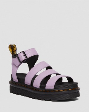 Dr Doc Martens Blaire - Pisa Cuero Correa Sandals (Pisa) Lilac | EZ63-H2OX