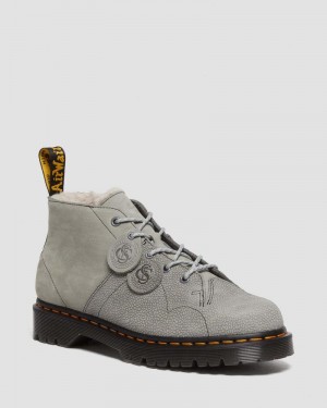 Dr Doc Martens Church Nubuck & Pebble Cuero Monkey Boots Grises | UJ28-T7JL