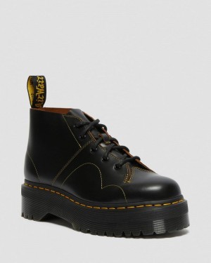 Dr Doc Martens Church Plataforma Monkey Boots (Vintage Smooth) Negros | NJ81-C0HS