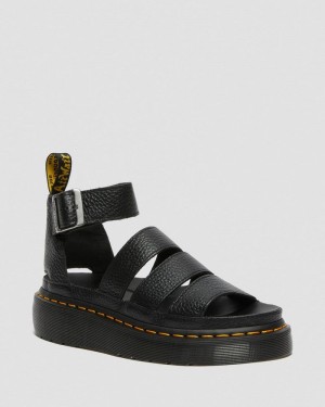 Dr Doc Martens Clarissa II - Cuero Plataforma Sandals (Milled Nappa) Negros | YN41-L5FO