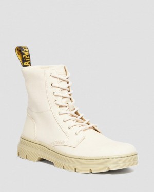 Dr Doc Martens Combs Lona Casuales Boots (Lona+Milled Coated Cuero) Beige | OO75-N3CU