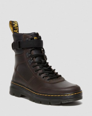 Dr Doc Martens Combs Tech Crazy Horse Cuero Casuales Boots (Crazy Horse) Marrom Oscuro | AU51-Y3PJ