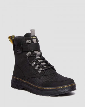 Dr Doc Martens Combs Tech II Fleece-Forro Casuales Boots (Buffbuck Two Tone Nylon) Negros | IP76-Z0BL