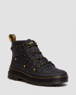 Dr Doc Martens Combs - Acolchado Casuales Boots (Rubberised Cuero+Warm Acolchado) Negros | XN78-Z1UR