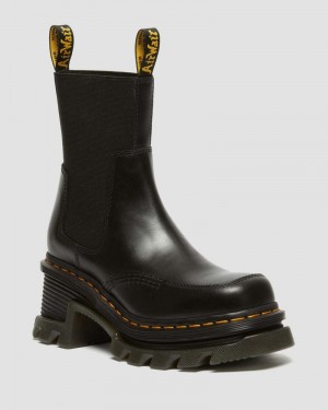 Dr Doc Martens Corran Chelsea Atlas Cuero Tacón Boots (Atlas) Negros | CW99-I9DF