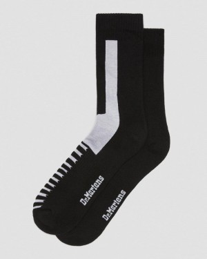 Dr Doc Martens Double Doc Algodon Blend Socks (Algodon Blend) Black+White | JW93-H2CN