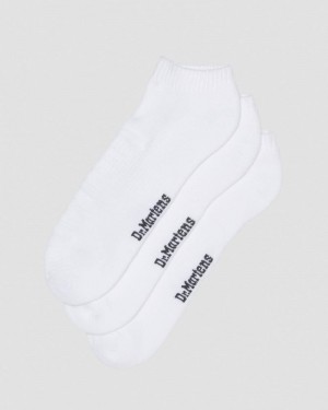 Dr Doc Martens Double Doc Organic Algodon Blend Corta 3-Pack Socks (Algodon Blend) Blancos | JP91-M0YG