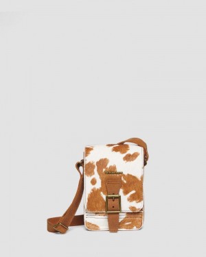 Dr Doc Martens Hair-On Cow Print Vertical Crossbody Bag (Hair On) Warm Tan | ZI56-V6VD