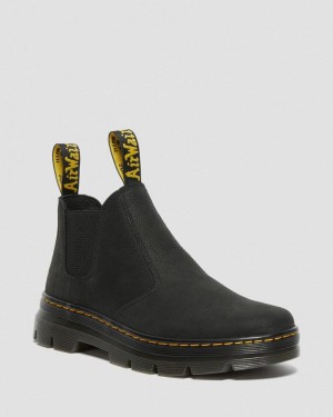 Dr Doc Martens Hardie II Cuero Chelsea Trabajo Boots (Pit Quarter) Negros | TS40-O4OK