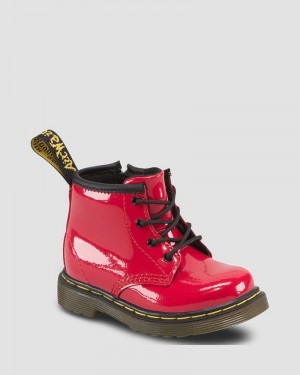 Dr Doc Martens Infant 1460 Charol Cuero Encaje Up Boots (Charol Cuero) Rojos | YQ17-R8GP