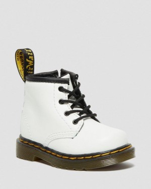 Dr Doc Martens Infant 1460 Cuero Encaje Up Boots (Romario) Blancos | MF35-X3LV