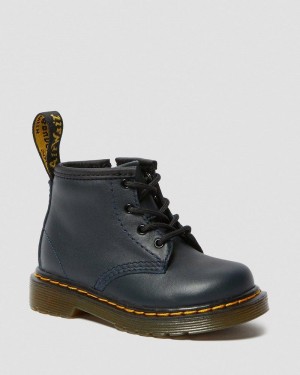 Dr Doc Martens Infant 1460 Cuero Encaje Up Boots (Romario) Azul Marino | CL70-T4SD