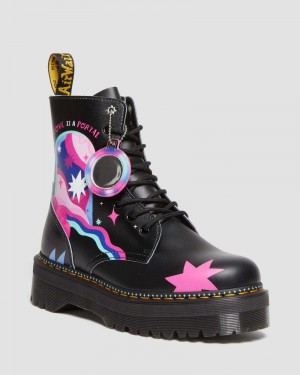 Dr Doc Martens Jadon Boot Loveis Wise Pride Platforms (Smooth Cuero) Negros | FL55-E8NB