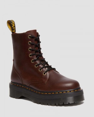 Dr Doc Martens Jadon Boot Pull Up Cuero Platforms Marrom Oscuro | MN32-H4RD