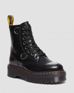 Dr Doc Martens Jadon Boot Puntera Guard Cuero Platforms (Buttero) Negros | EB26-W8QJ