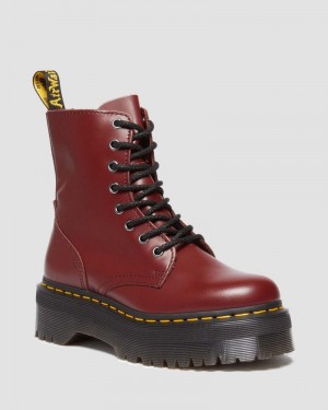 Dr Doc Martens Jadon Boot Smooth Cuero Platforms (Polished Smooth) Rojos | YI70-P3AF