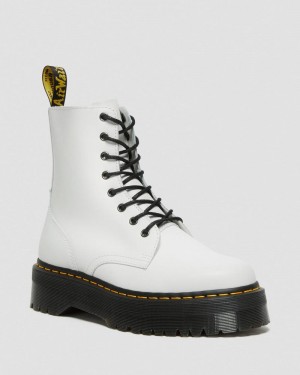 Dr Doc Martens Jadon Boot Smooth Cuero Platforms (Polished Smooth) Blancos | GF12-Y8NN