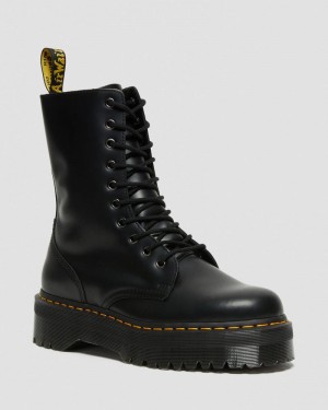 Dr Doc Martens Jadon Hi Boot Smooth Cuero Platforms (Polished Smooth) Negros | RQ92-T7OV