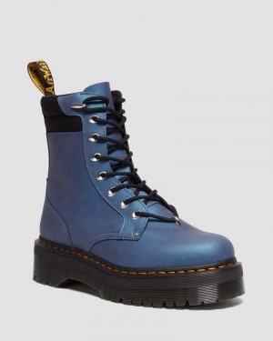 Dr Doc Martens Jadon II Boot Hardware Pull Up Cuero Platforms (Pull Up Shift) Azules Oscuro | UL11-U0GE