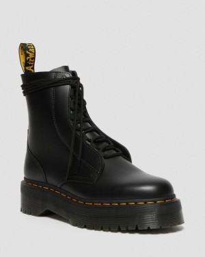 Dr Doc Martens Jarrick Smooth Cuero Plataforma Boots (Smooth Cuero) Negros | XR55-M0FO