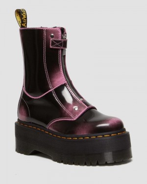 Dr Doc Martens Jetta Hi Max Distressed Cuero Plataforma Boots (Arcadia) Rosas | PR80-Y9JK