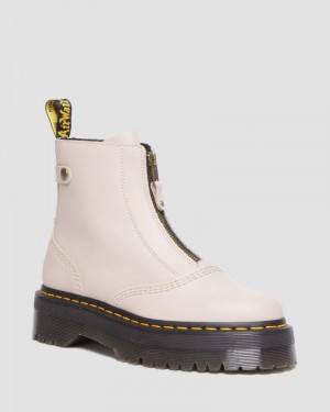 Dr Doc Martens Jetta Zipped Sendal Cuero Plataforma Boots (Sendal) Vintage Taupe | YW55-E6WU