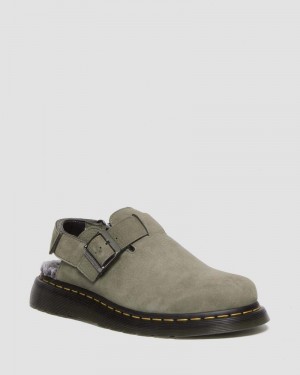 Dr Doc Martens Jorge II Faux Fur Forro Nubuck Destalonadas Mules (Milled Nubuck Wp) Grises | GH49-N5QK