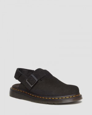 Dr Doc Martens Jorge II Gamuza Destalonadas Mules (E.H.Gamuza) Negros | HW05-E5CL