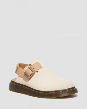 Dr Doc Martens Jorge II Gamuza & Cuero Destalonadas Mules (E.H.Gamuza+Carrara) Parchment Beige/Beige | YB76-K2UR