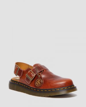 Dr Doc Martens Jorge Made in England Classic Cuero Destalonadas Mules Heritage Tan | LP42-Z3AA