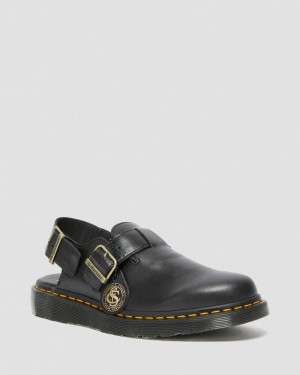 Dr Doc Martens Jorge Made in England Cuero Destalonadas Mules Negros | SU01-N2ML