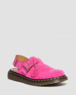 Dr Doc Martens Jorge Made in England Gamuza Destalonadas Mules (Repello Calf Gamuza (Gum Oil)) Rosas | IA48-Z9CR