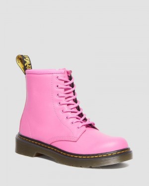 Dr Doc Martens Junior 1460 Cuero Encaje Up Boots (Romario) Rosas | UA28-X6TJ