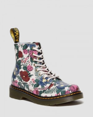 Dr Doc Martens Junior 1460 English Garden Cuero Encaje Up Boots (Hydro Cuero) Multi | HA24-R5GL