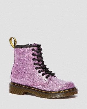 Dr Doc Martens Junior 1460 Glitter Encaje Up Boots (Coated Glitter) Rosas Oscuro | AR82-G6AE