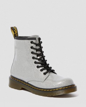 Dr Doc Martens Junior 1460 Glitter Encaje Up Boots (Coated Glitter) Plateados | CQ52-L7AU