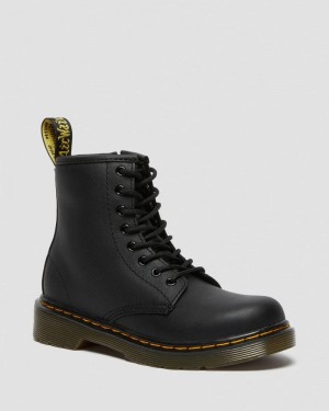 Dr Doc Martens Junior 1460 Softy T Cuero Encaje Up Boots (Softy T) Negros | UG19-J6YL