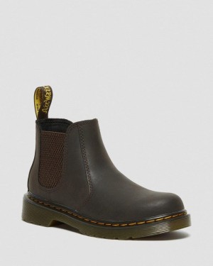 Dr Doc Martens Junior 2976 Wildhorse Cuero Chelsea Boots (Wildhorse Lamper) Marrom Oscuro | MV90-E7AV