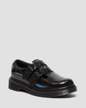 Dr Doc Martens Junior 8065 Rainbow Charol Cuero Mary Jane Shoes (Rainbow Charol) Negros | EC61-R2LL