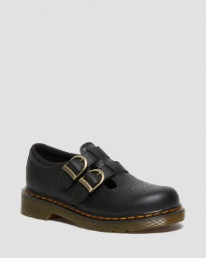 Dr Doc Martens Junior 8065 Softy T Cuero Mary Jane Shoes (Softy T) Negros | ZH05-P5ZR