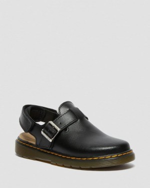 Dr Doc Martens Junior Jorgie Cuero Destalonadas Mules (T Lamper) Negros | GI58-H1EJ